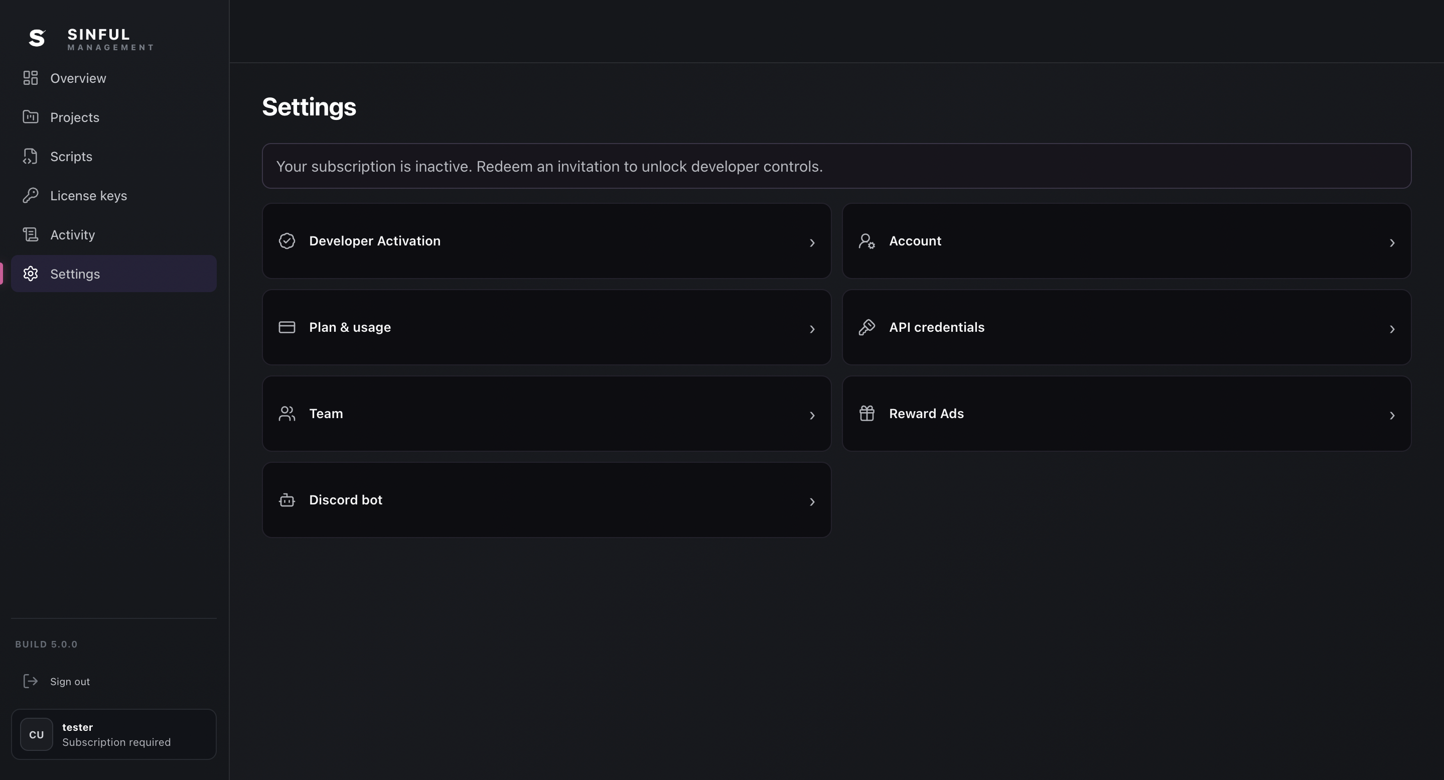 Project settings